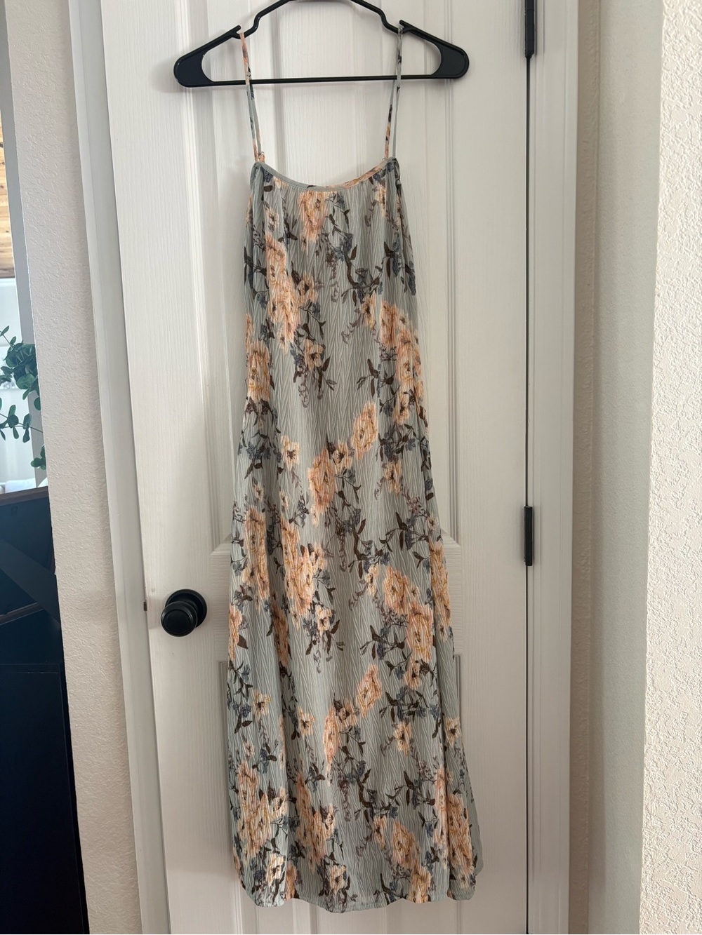 Lovestitch - Floral Midi Dress in Light Blue & Peach